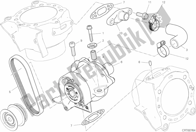 All parts for the Pompa Acqua of the Ducati Diavel Xdiavel Thailand 1260 2018